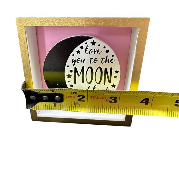 Love You To The Moon And Back Shadow Box Sign Pink White Gold Tiered Tray Decor - Picture 4 of 9